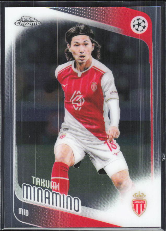 Takumi Minamino – 2025-26 Topps Chrome UEFA Club Competitions #123 – framsida