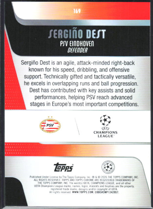 Sergiño Dest – 2025-26 Topps Chrome UEFA Club Competitions #169 – baksida