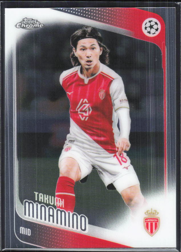 Takumi Minamino – 2025-26 Topps Chrome UEFA Club Competitions #123 – framsida