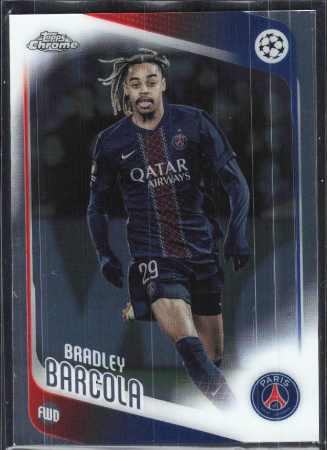 Bradley Barcola – 2025-26 Topps Chrome UEFA Club Competitions #63 – framsida