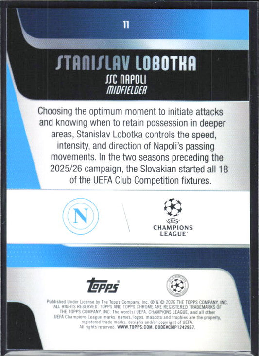 Stanislav Lobotka – 2025-26 Topps Chrome UEFA Club Competitions #11 – baksida