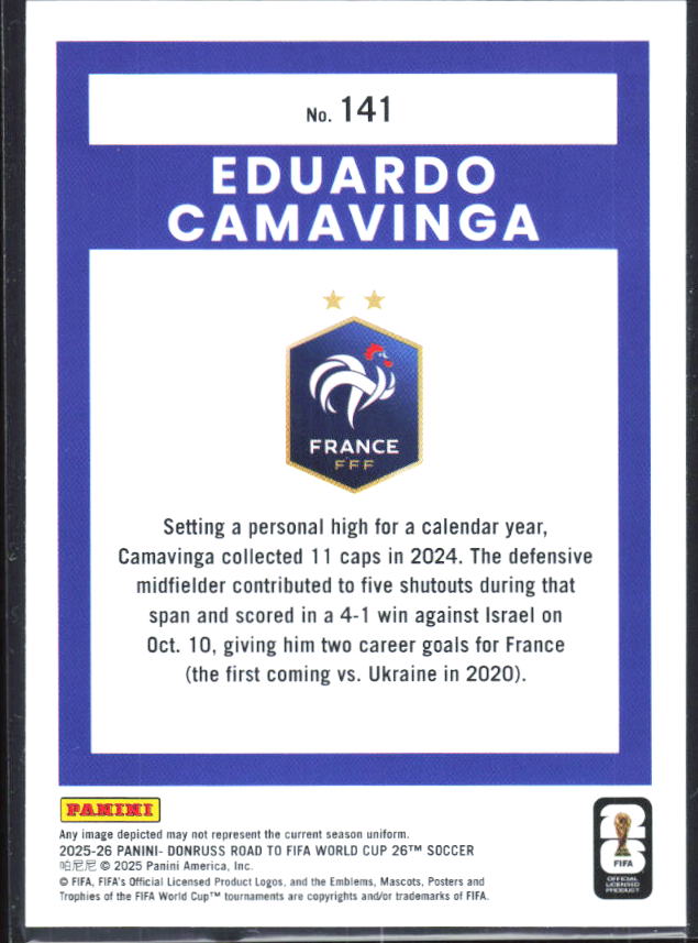 Eduardo Camavinga – 2025-26 Donruss Road to FIFA World Cup #141 – baksida