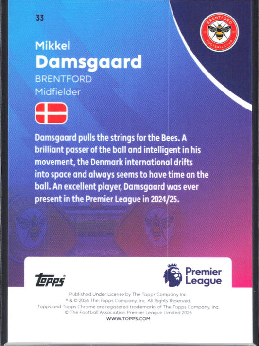 2025-26 Topps Chrome Premier League #33 Mikkel Damsgaard Base