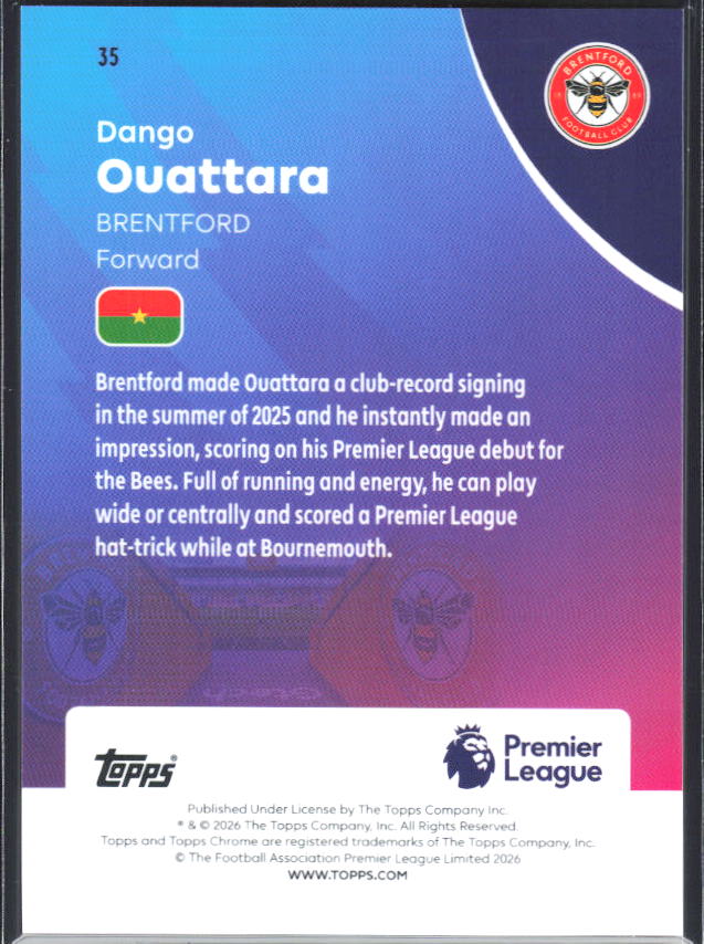 2025-26 Topps Chrome Premier League #35 Dango Ouattara Base