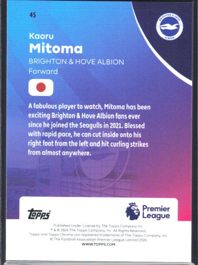 2025-26 Topps Chrome Premier League #45 Kaoru Mitoma Base