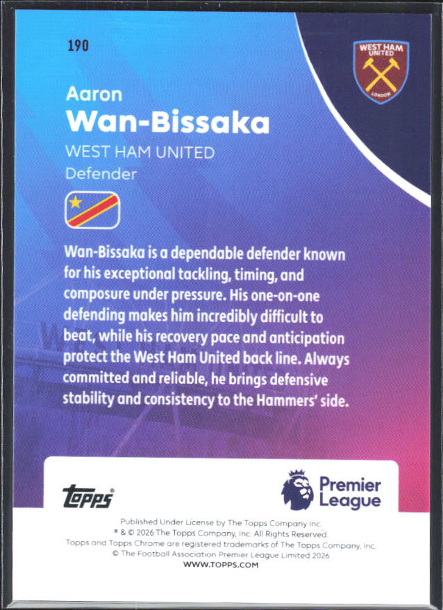 2025-26 Topps Chrome Premier League #190 Aaron Wan-Bissaka Base