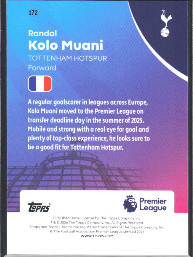 2025-26 Topps Chrome Premier League #172 Randal Kolo Muani Base