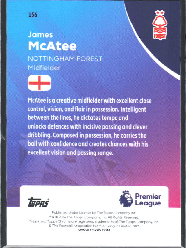 2025-26 Topps Chrome Premier League #156 James McAtee Base