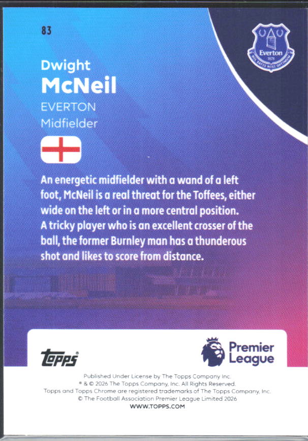 2025-26 Topps Chrome Premier League #83 Dwight McNeil Base
