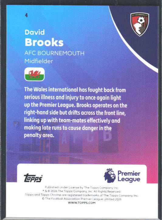 2025-26 Topps Chrome Premier League #4 David Brooks Refractor Base