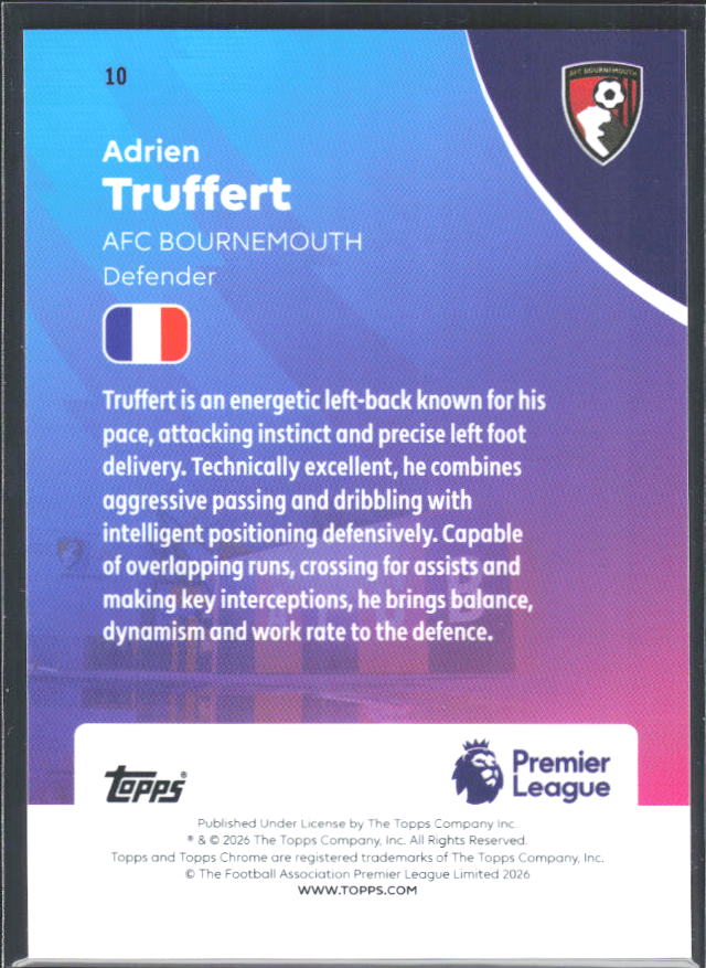 2025-26 Topps Chrome Premier League #10 Adrien Truffert Base