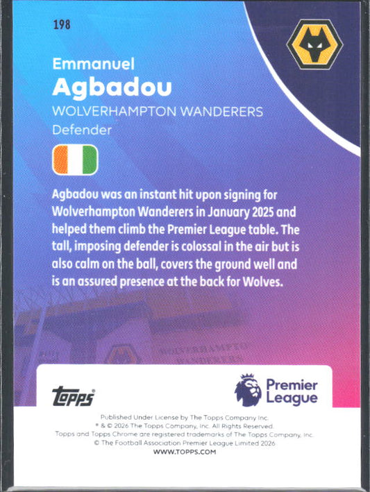 2025-26 Topps Chrome Premier League #198 Emmanuel Agbadou Base