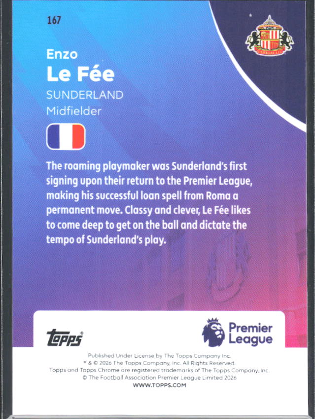 2025-26 Topps Chrome Premier League #167 Enzo Le Fée Base