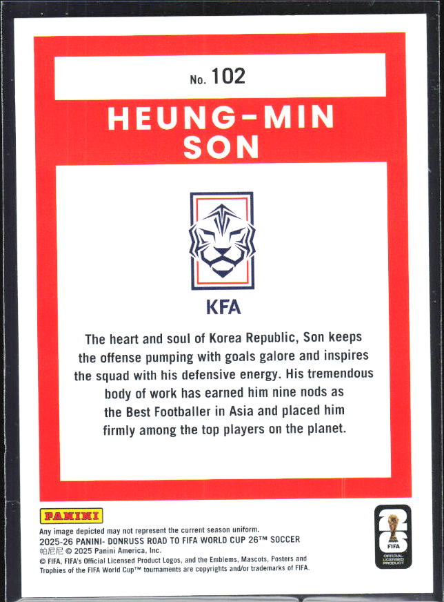 2025-26 Donruss Road to FIFA World Cup #102 Heung-Min Son Base