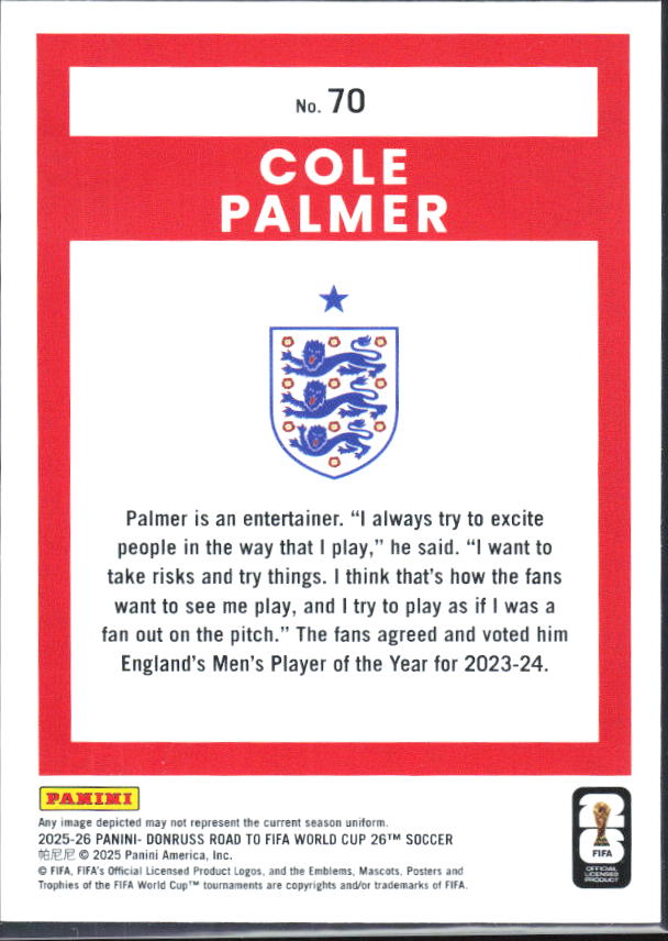 2025-26 Donruss Road to FIFA World Cup #70 Cole Palmer Base