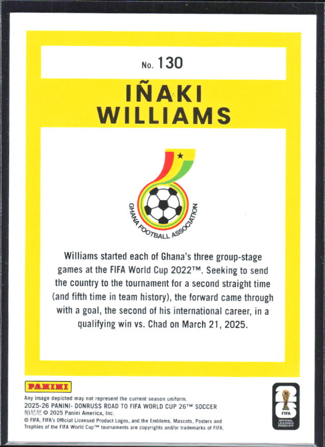 2025-26 Donruss Road to FIFA World Cup #130 Inaki Williams Base
