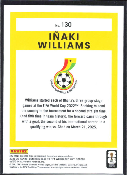 2025-26 Donruss Road to FIFA World Cup #130 Inaki Williams Base
