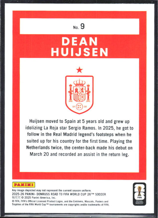 2025-26 Donruss Road to FIFA World Cup #9 Dean Huijsen Base