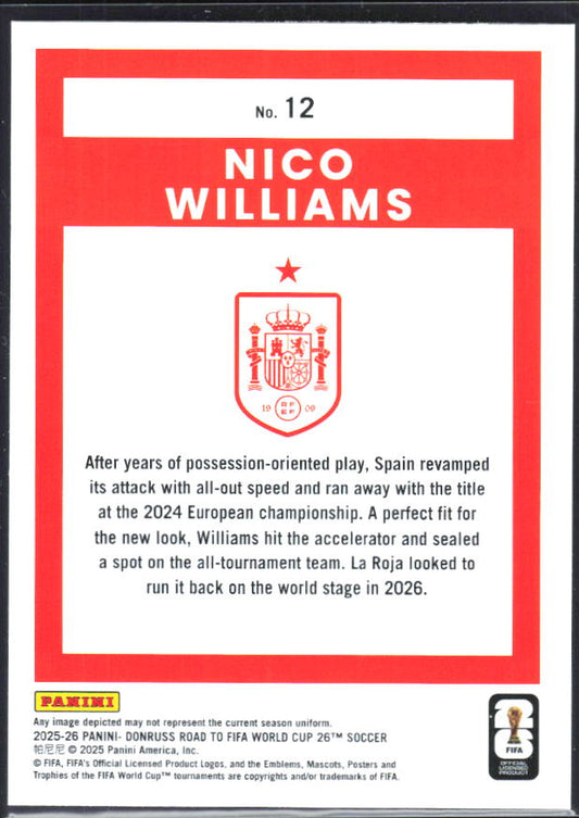 2025-26 Donruss Road to FIFA World Cup #12 Nico Williams Base