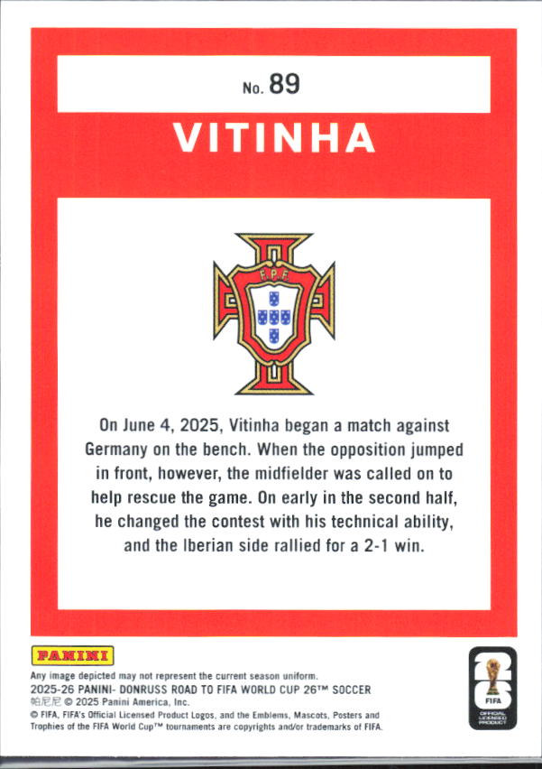 2025-26 Donruss Road to FIFA World Cup #89 Vitinha Base
