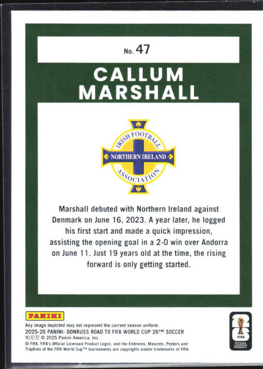 2025-26 Donruss Road to FIFA World Cup #47 Callum Marshall Base
