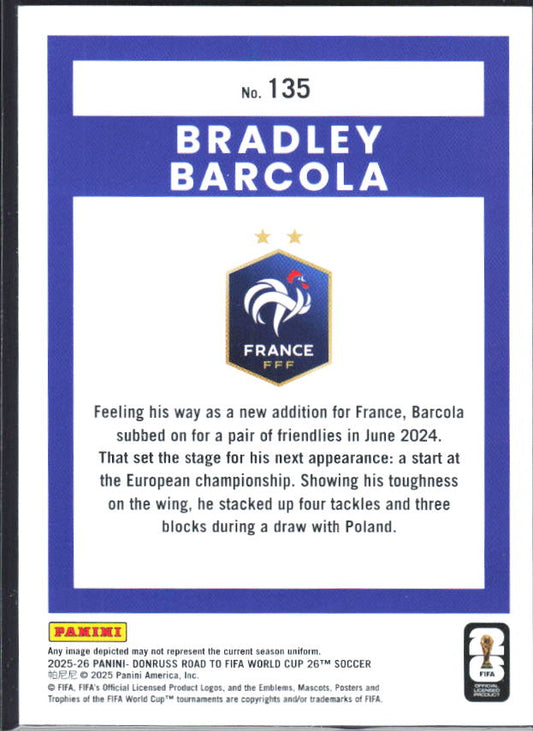 2025-26 Donruss Road to FIFA World Cup #135 Bradley Barcola Base