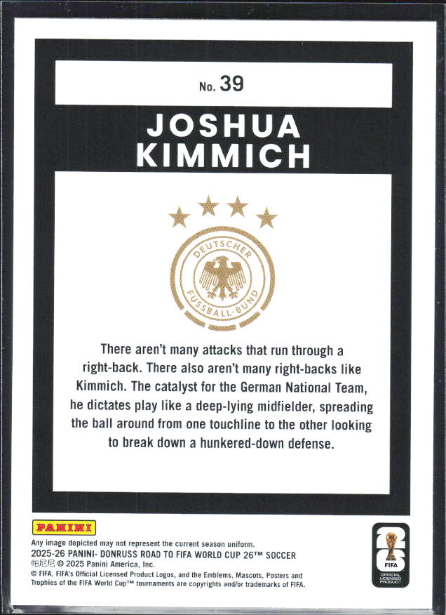2025-26 Donruss Road to FIFA World Cup #39 Joshua Kimmich Base