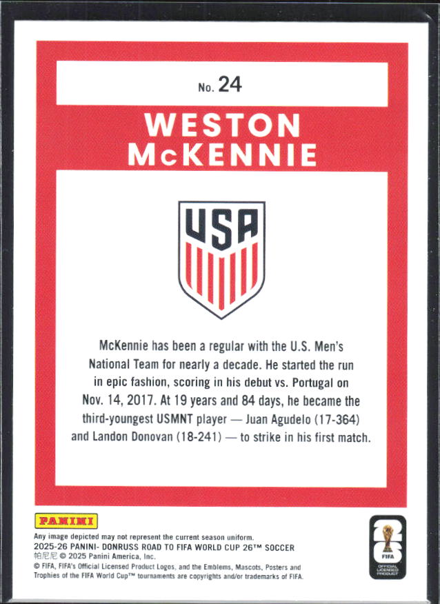 2025-26 Donruss Road to FIFA World Cup #24 Weston McKennie Base