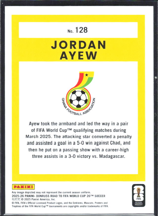 2025-26 Donruss Road to FIFA World Cup #128 Jordan Ayew Base