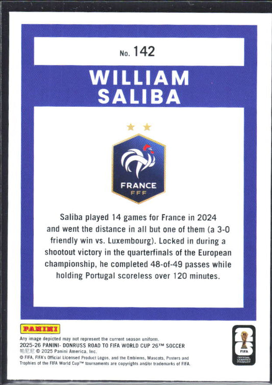 2025-26 Donruss Road to FIFA World Cup #142 William Saliba Base