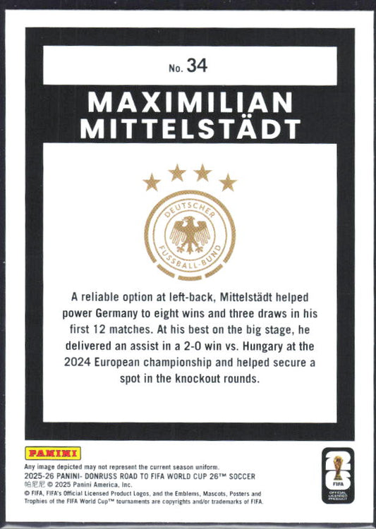 2025-26 Donruss Road to FIFA World Cup #34 Maximilian Mittelstadt Base