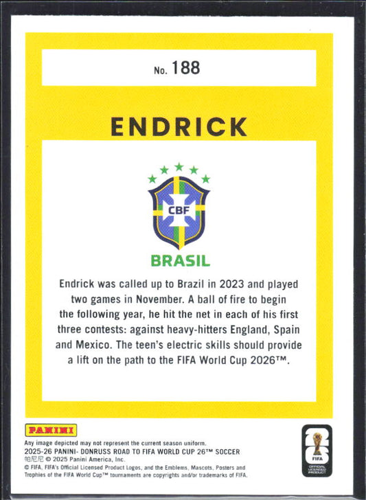 2025-26 Donruss Road to FIFA World Cup #188 Endrick Base