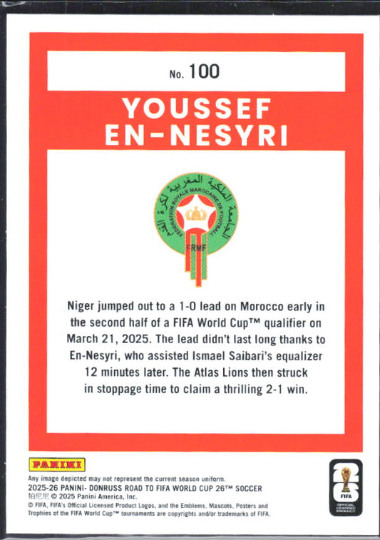 2025-26 Donruss Road to FIFA World Cup #100 Youssef En-Nesyri Base