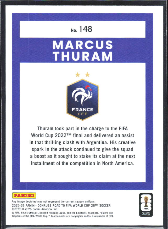 2025-26 Donruss Road to FIFA World Cup #148 Marcus Thuram Base
