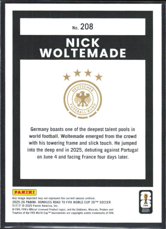 2025-26 Donruss Road to FIFA World Cup #208 Nick Woltemade Base