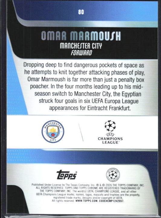 2025-26 Topps Chrome UEFA Club Competitions #80 Omar Marmoush Base