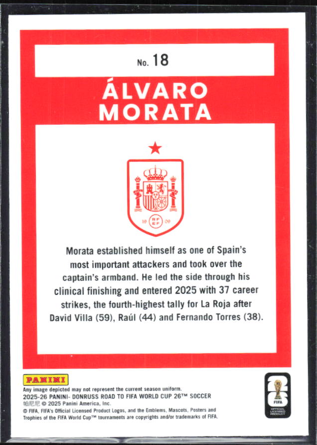 2025-26 Donruss Road to FIFA World Cup #18 Alvaro Morata Optic