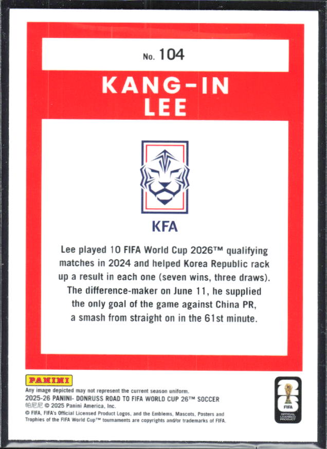 2025-26 Donruss Road to FIFA World Cup #104 Kang-in Lee Optic