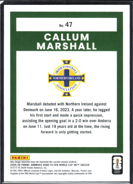 2025-26 Donruss Road to FIFA World Cup #47 Callum Marshall Optic