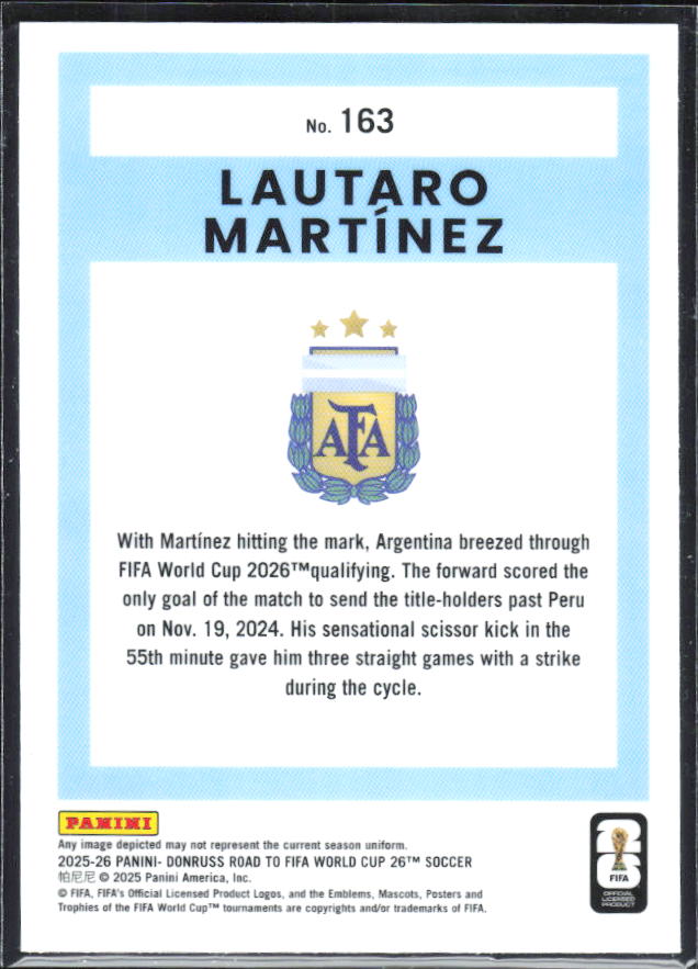 2025-26 Donruss Road to FIFA World Cup #163 Lautaro Martinez Optic