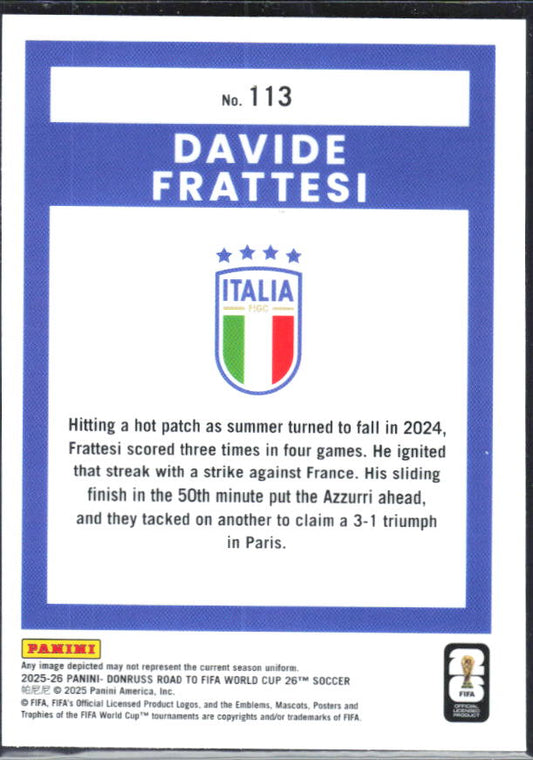 2025-26 Donruss Road to FIFA World Cup #113 Davide Frattesi Optic