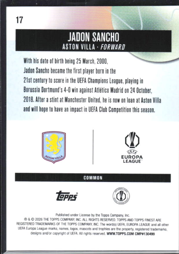 Jadon Sancho – baksida