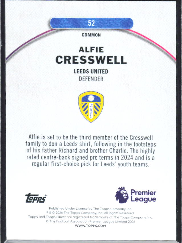 Alfie Cresswell – baksida