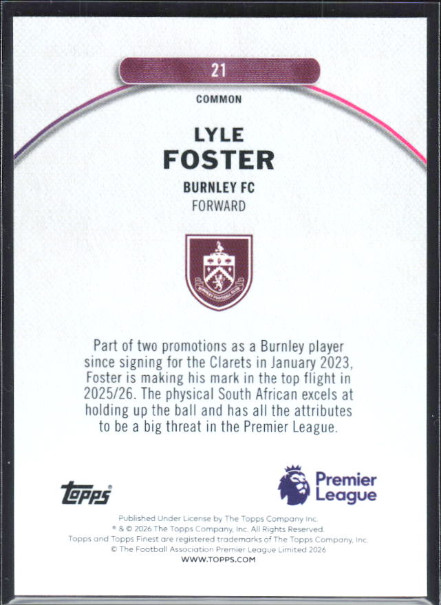 Lyle Foster – baksida