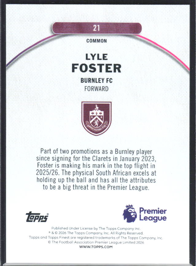 Lyle Foster – baksida