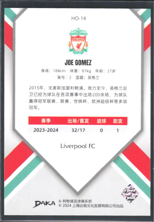 2024 DAKA Holocene Liverpool #HO-14 Joe Gomez – baksida