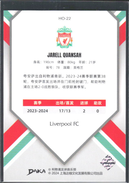 2024 DAKA Holocene Liverpool #HO-22 Jarell Quansah – baksida
