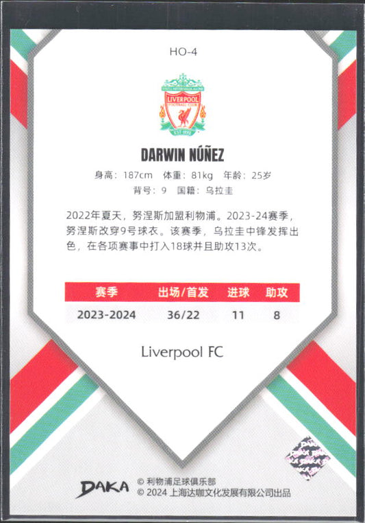 2024 DAKA Holocene Liverpool #HO-4 Darwin Núñez – baksida