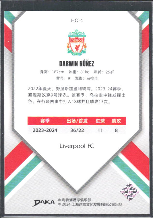 2024 DAKA Holocene Liverpool #HO-4 Darwin Núñez – baksida