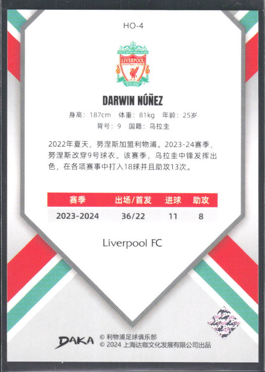 2024 DAKA Holocene Liverpool #HO-4 Darwin Núñez – baksida